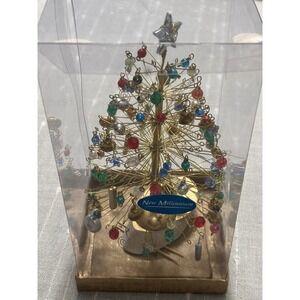Vintage New Millennium Gold Wire Christmas Tree Beaded Traditional Classic